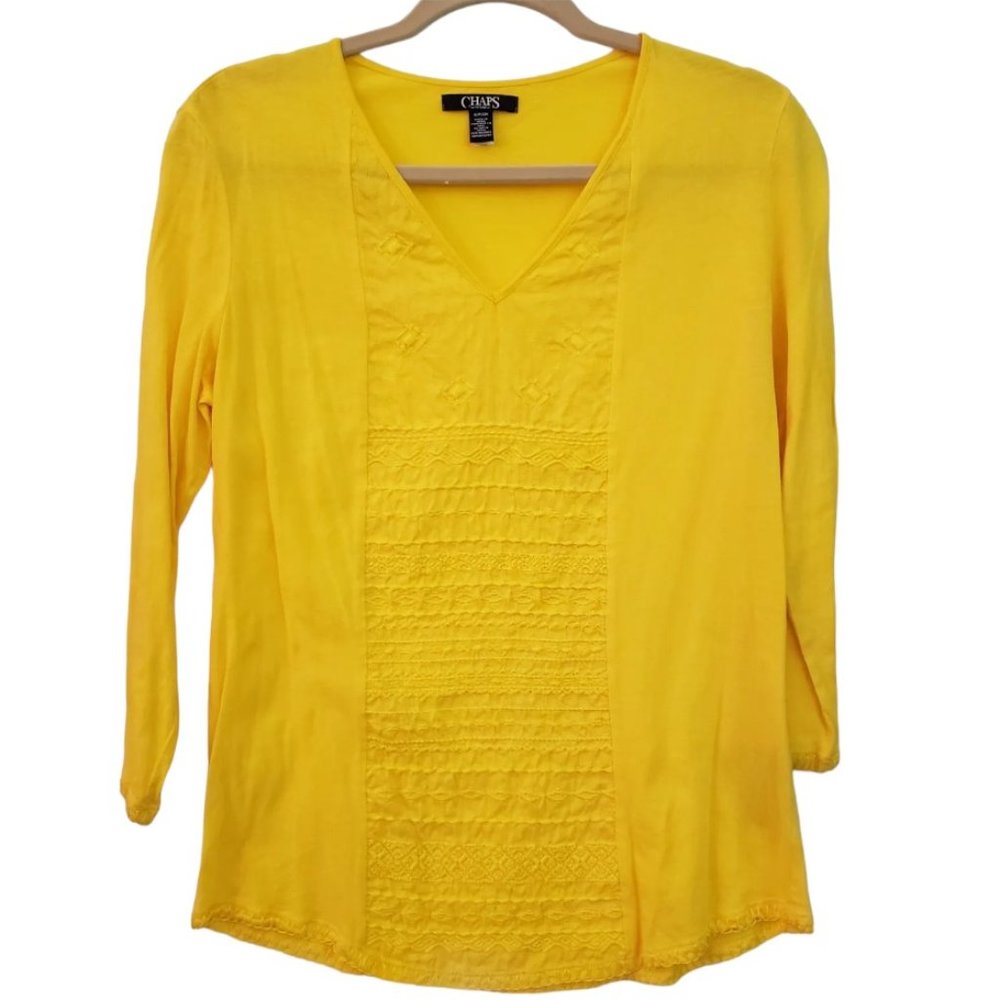 CHAPS Denim Women's Yellow Blouse Size S/P/CH 100% Cotton Made in India